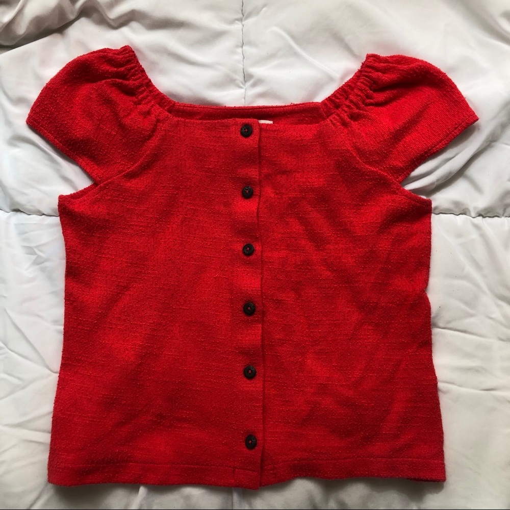 madewell texture & thread button front top